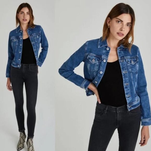 AG Adriano Goldschmied Medium Wash Robin Trucker Jeans Jacket S - Picture 1 of 7